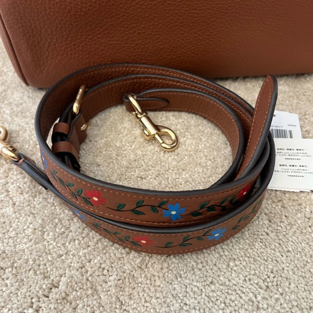Coach Rowan Brown Pebbled Leather Satchel with Gold Hardware - Picture 10 of 12